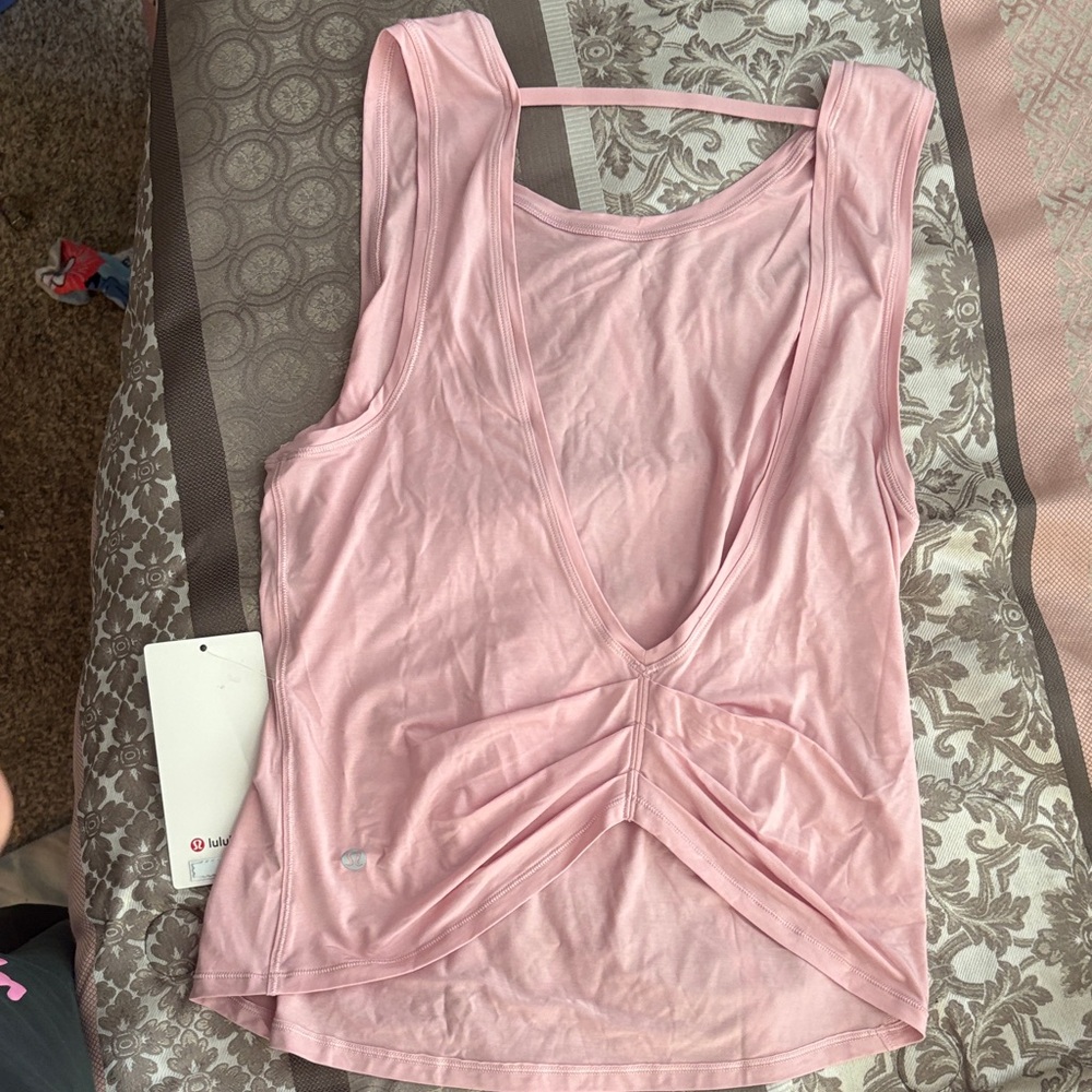 Lululemon Pink Haze Stretch Tank- Size 8 - Open Back - Picture 3 of 7